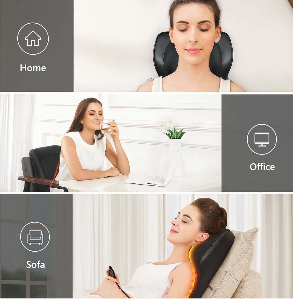 Shiatsu Tiefengewebsmassage, Rückenmassagegerät & Nackenmassagegerät mit Wärme – 3D Knetmassage für Muskelentspannung und schmerzlinderung, ideal für Nacken, Rücken & Beine