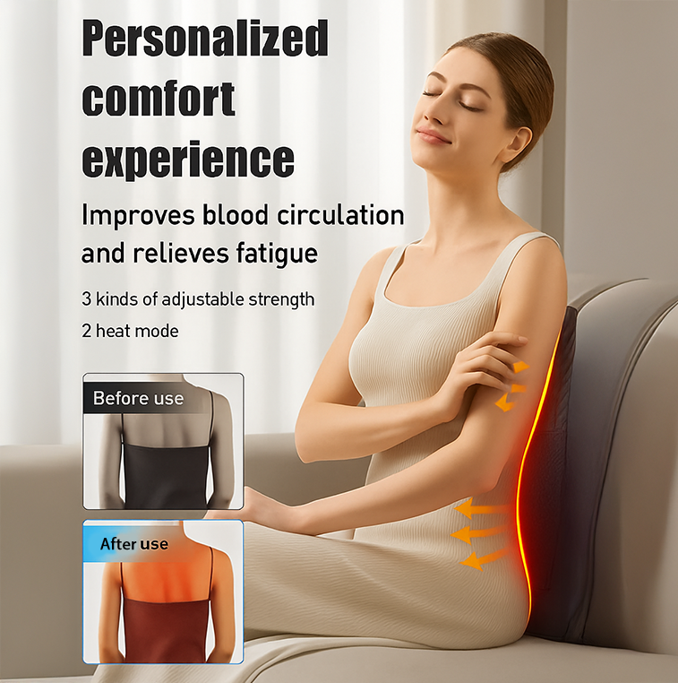 Shiatsu Tiefengewebsmassage, Rückenmassagegerät & Nackenmassagegerät mit Wärme – 3D Knetmassage für Muskelentspannung und schmerzlinderung, ideal für Nacken, Rücken & Beine