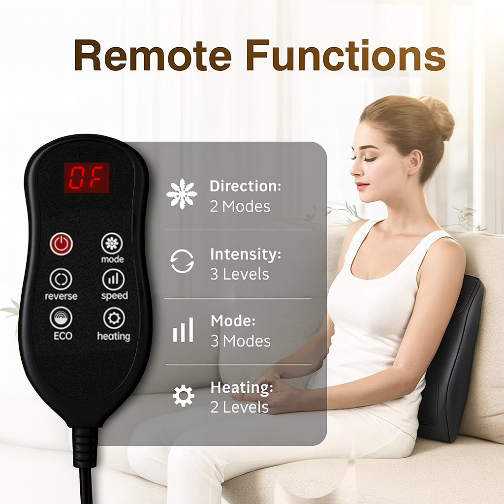 Shiatsu Tiefengewebsmassage, Rückenmassagegerät & Nackenmassagegerät mit Wärme – 3D Knetmassage für Muskelentspannung und schmerzlinderung, ideal für Nacken, Rücken & Beine